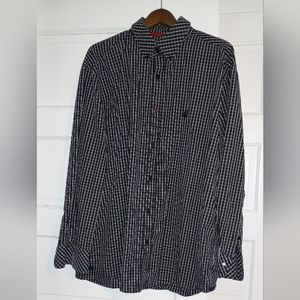 ROCAWEAR Mens button and snap long sleeve shirt size 2XL black and cream checked
